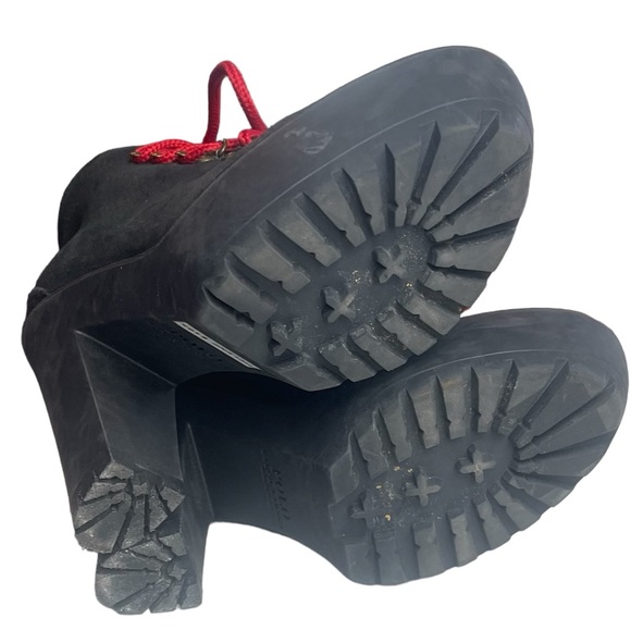 Ralph Lauren Polo Helene Black Platform Suede Boots Booties Lace Up 38.5 8.5 - Picture 6 of 9